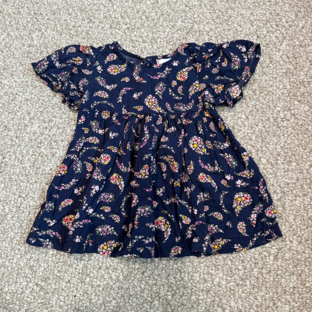 Old Navy Toddler Girls Navy Blue Floral Flutter Sleeve Top Size 3T
